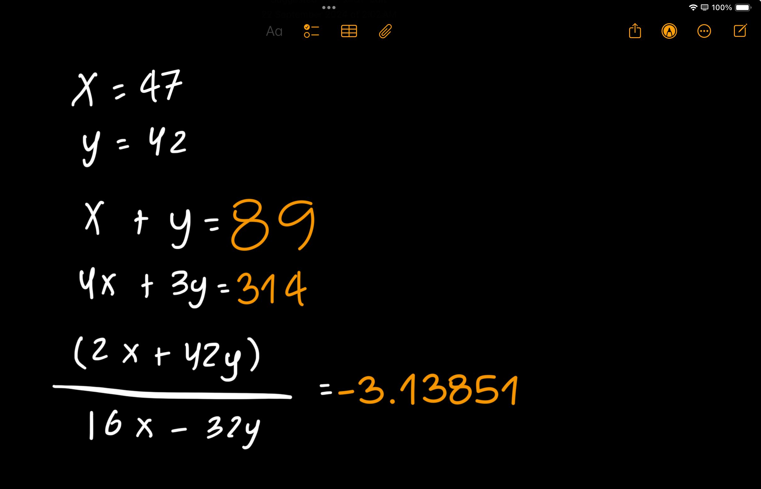 solving an equation in Math Notes