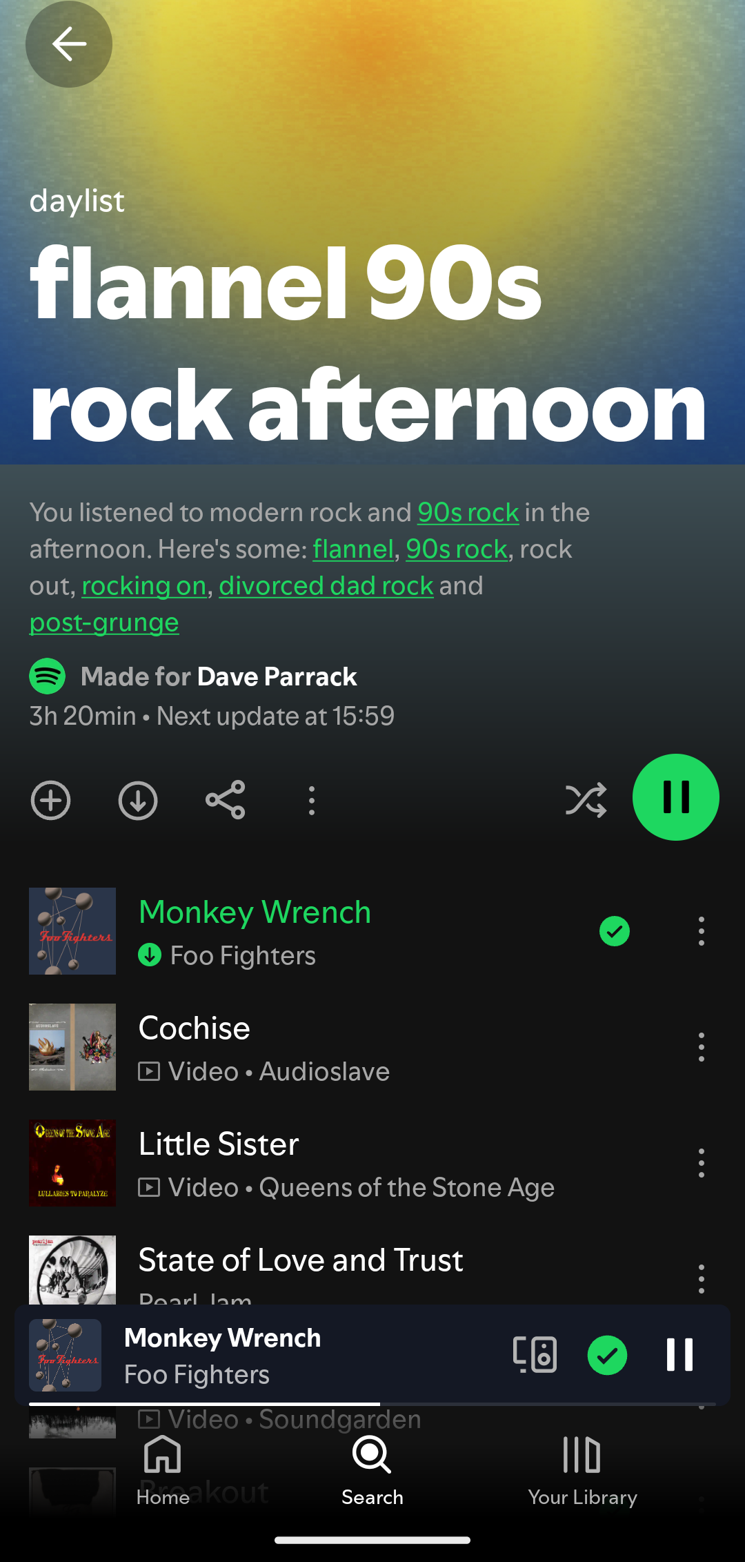 An example of a Spotify Daylist playlist