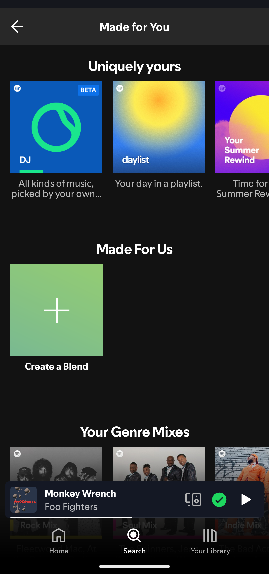 Spotify's Made for You page