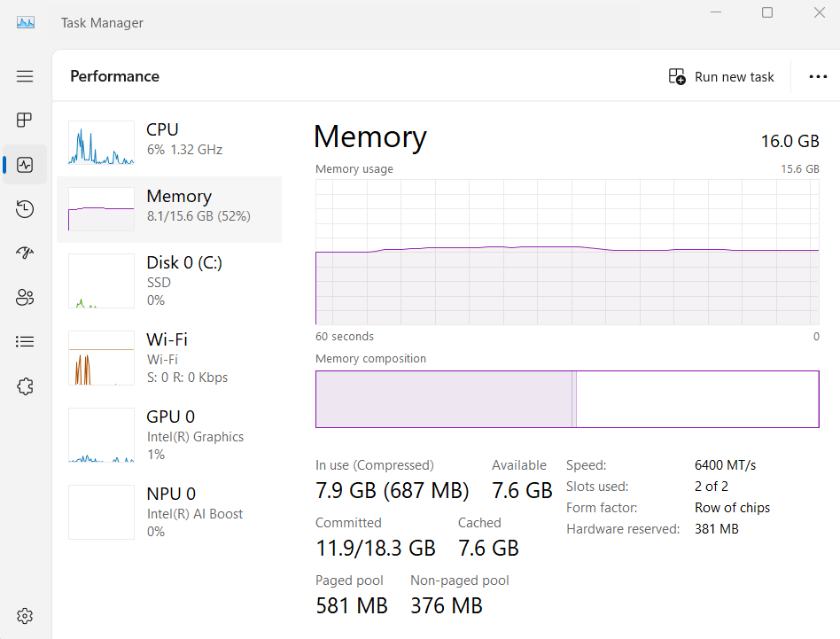 Task Manager Memory