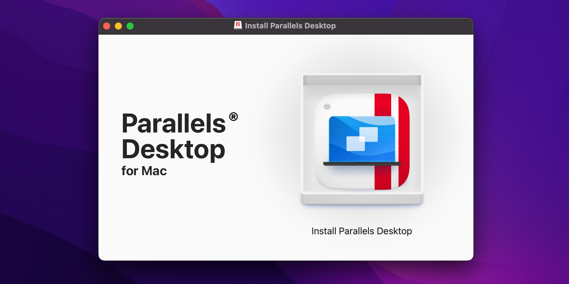 The Parallels Desktop installer in the macOS Finder