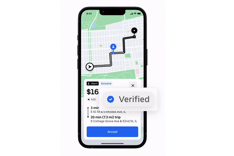 نشان تأیید شده در نمایه سواری Uber