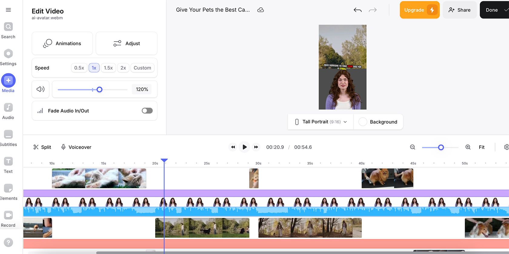 VEED video editor timeline