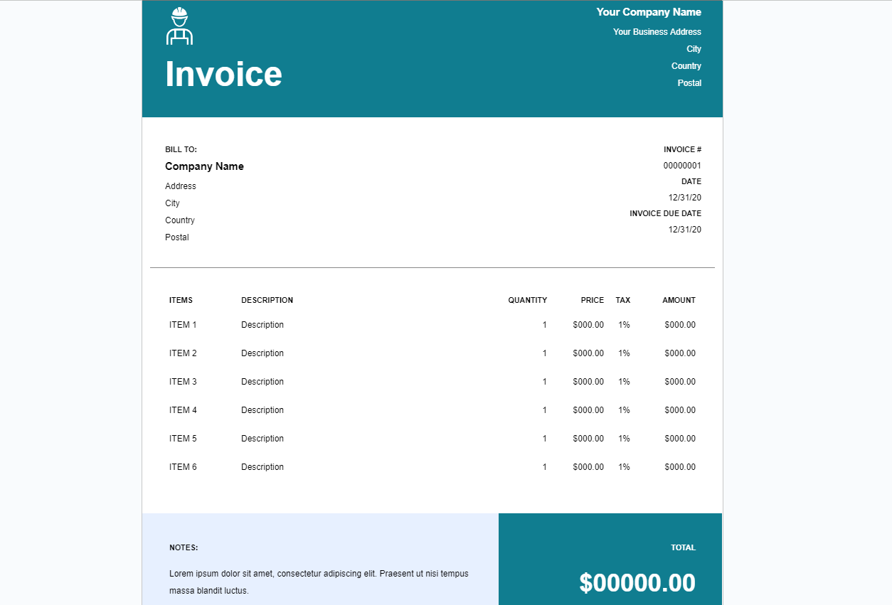 Wave Accounting Invoice Template