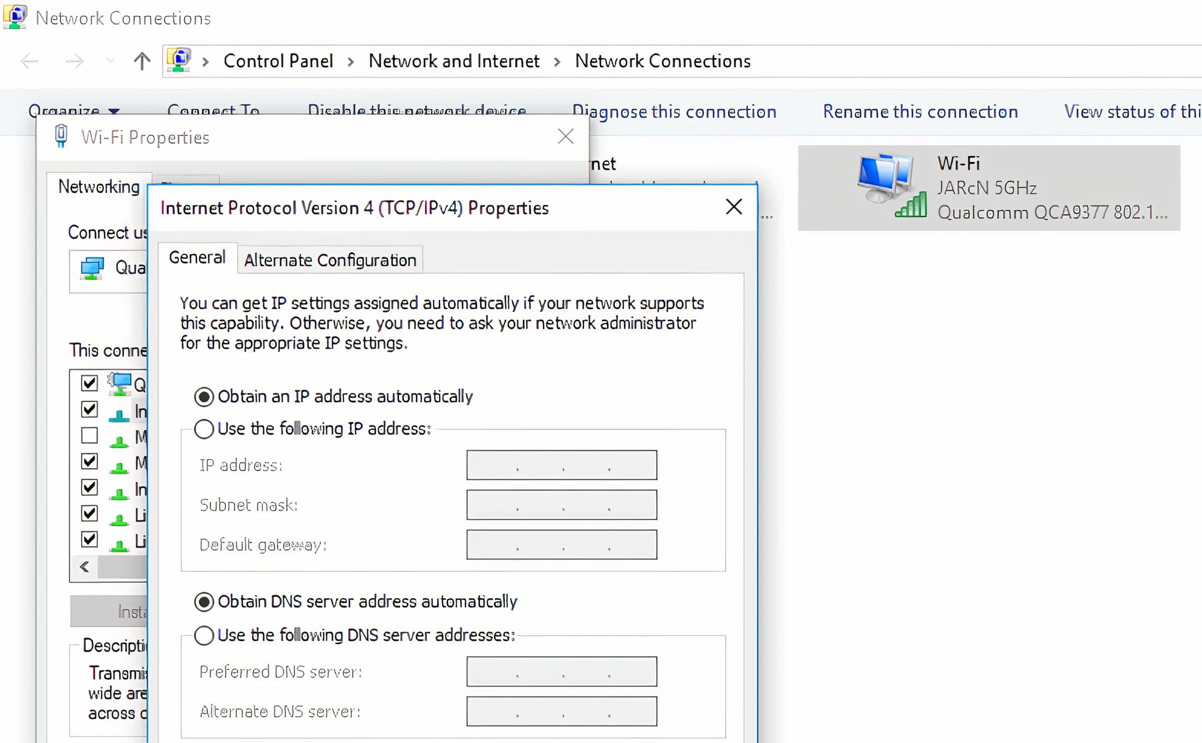 Changing DNS settings on Windows 10