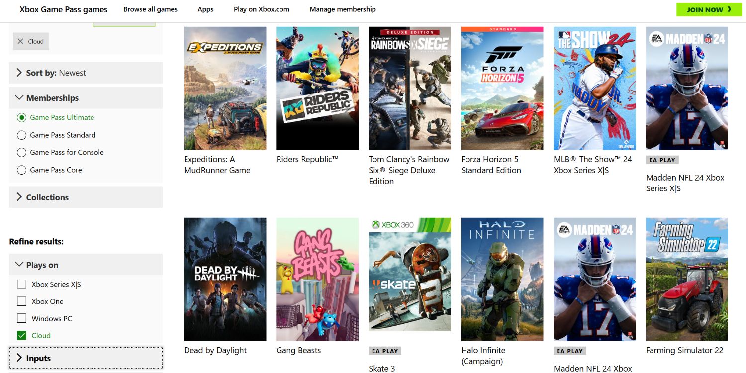 xbox cloud gaming list of games