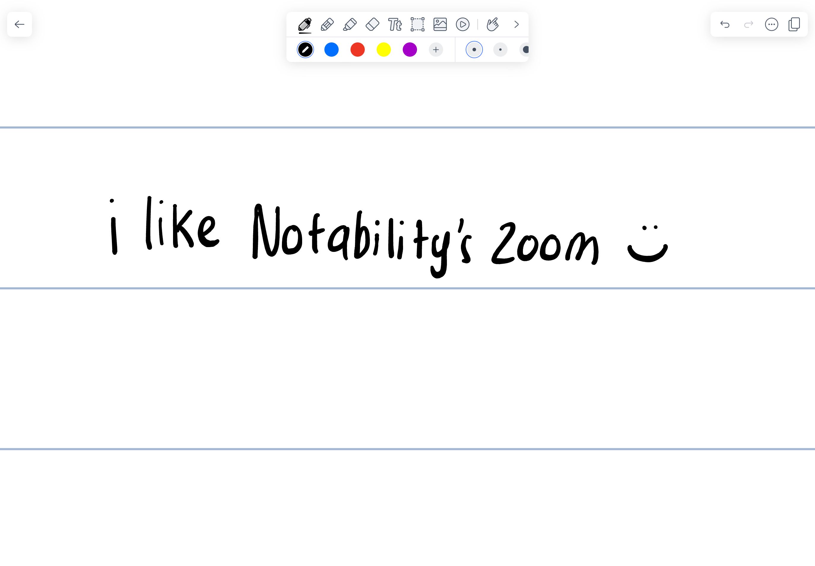 Zooming and writing using Notability