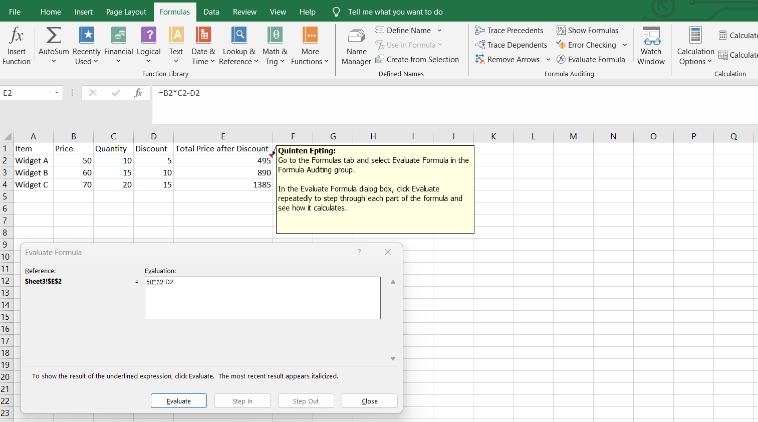 A breakdown of the Evaluate Formula feature in Excel.