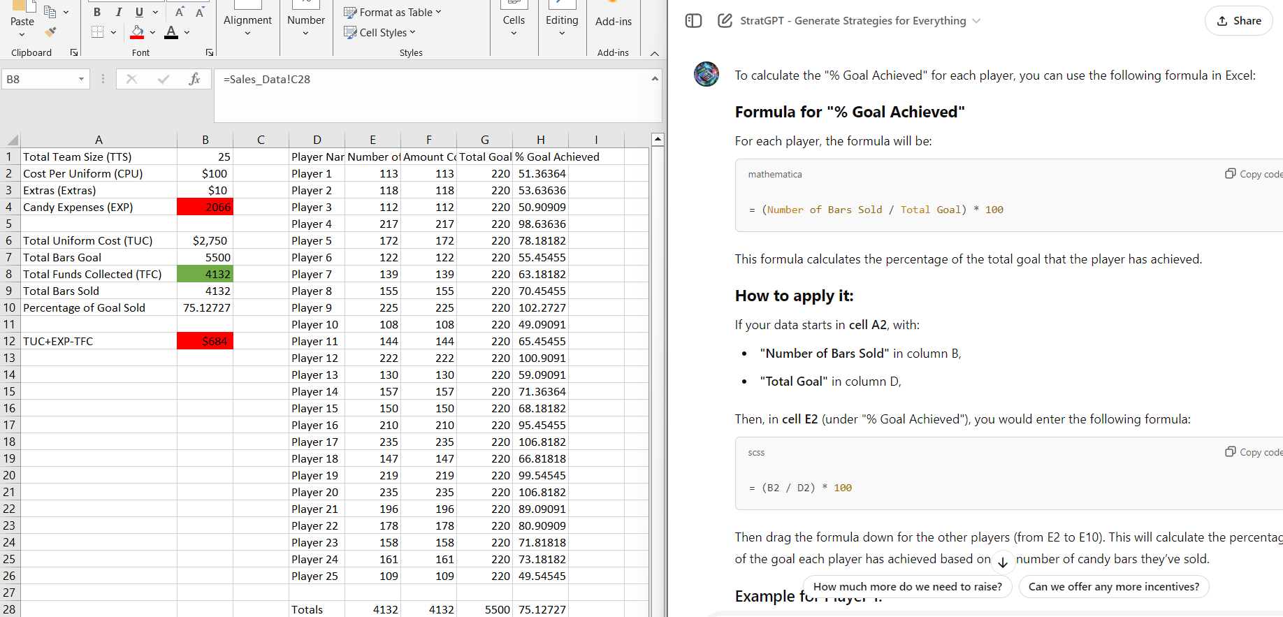 Data Analysis GPT with Excel Workbook open for demonstration.