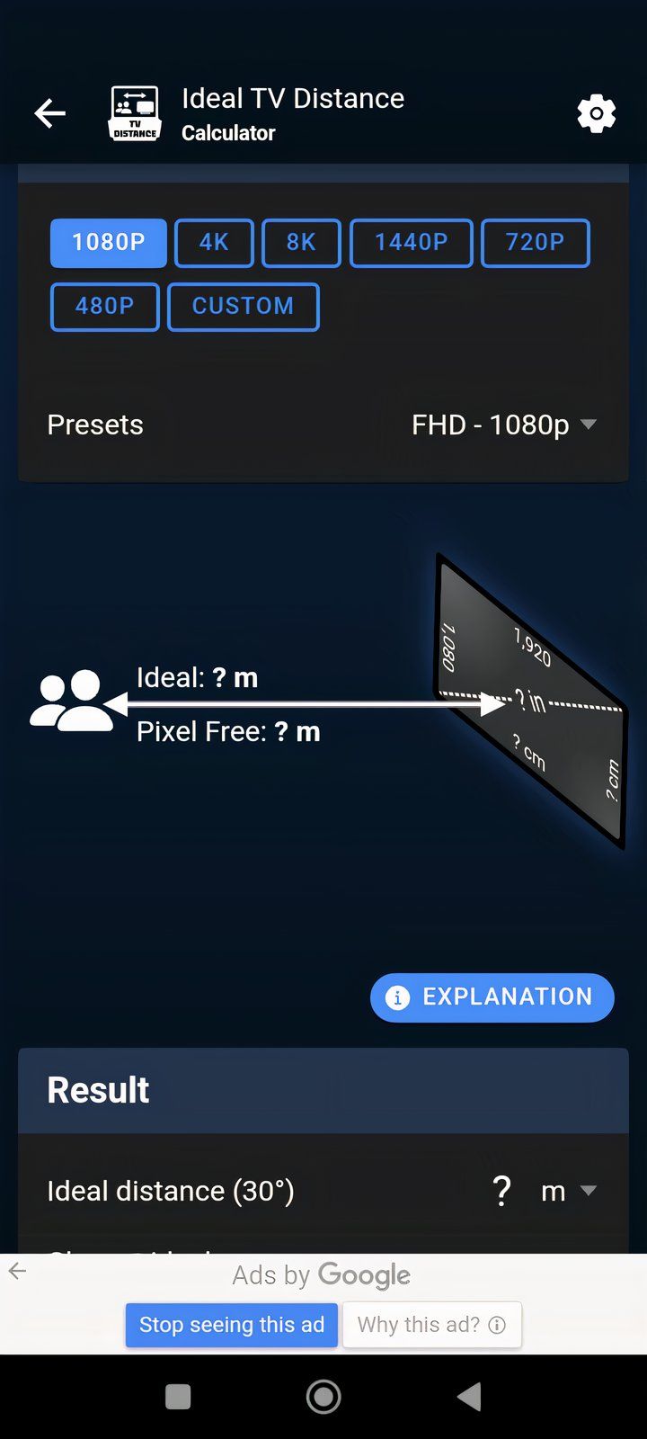 Screen dimension calculator.