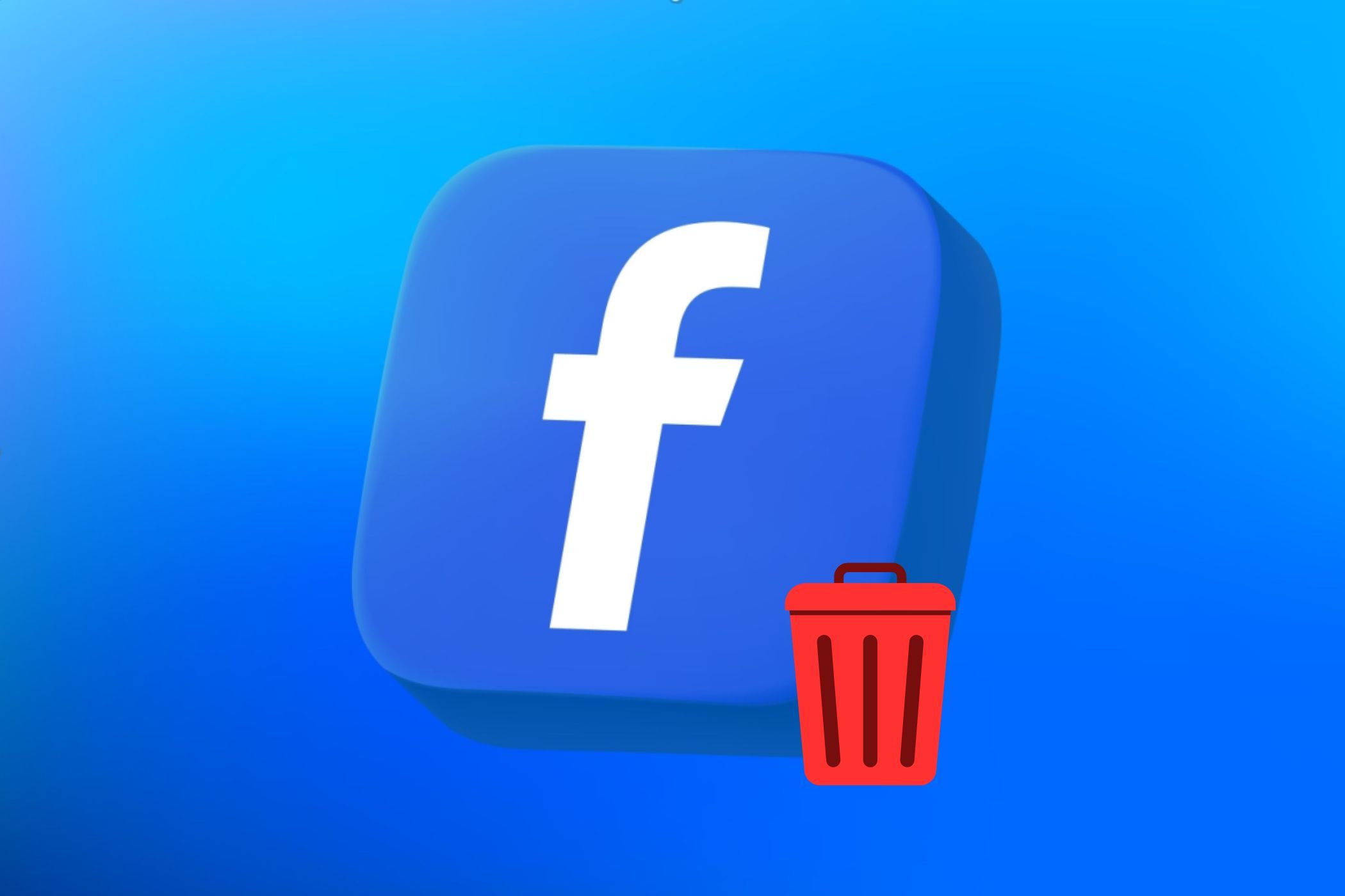 a facebook logo with a trash bin icon