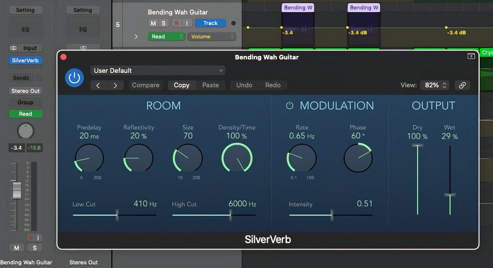 Adding reverb to a track in Logic Pro 11.