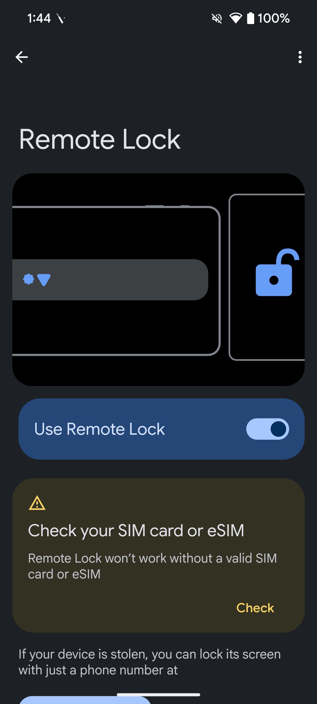 قابلیت Remote Lock در تنظیمات اندروید