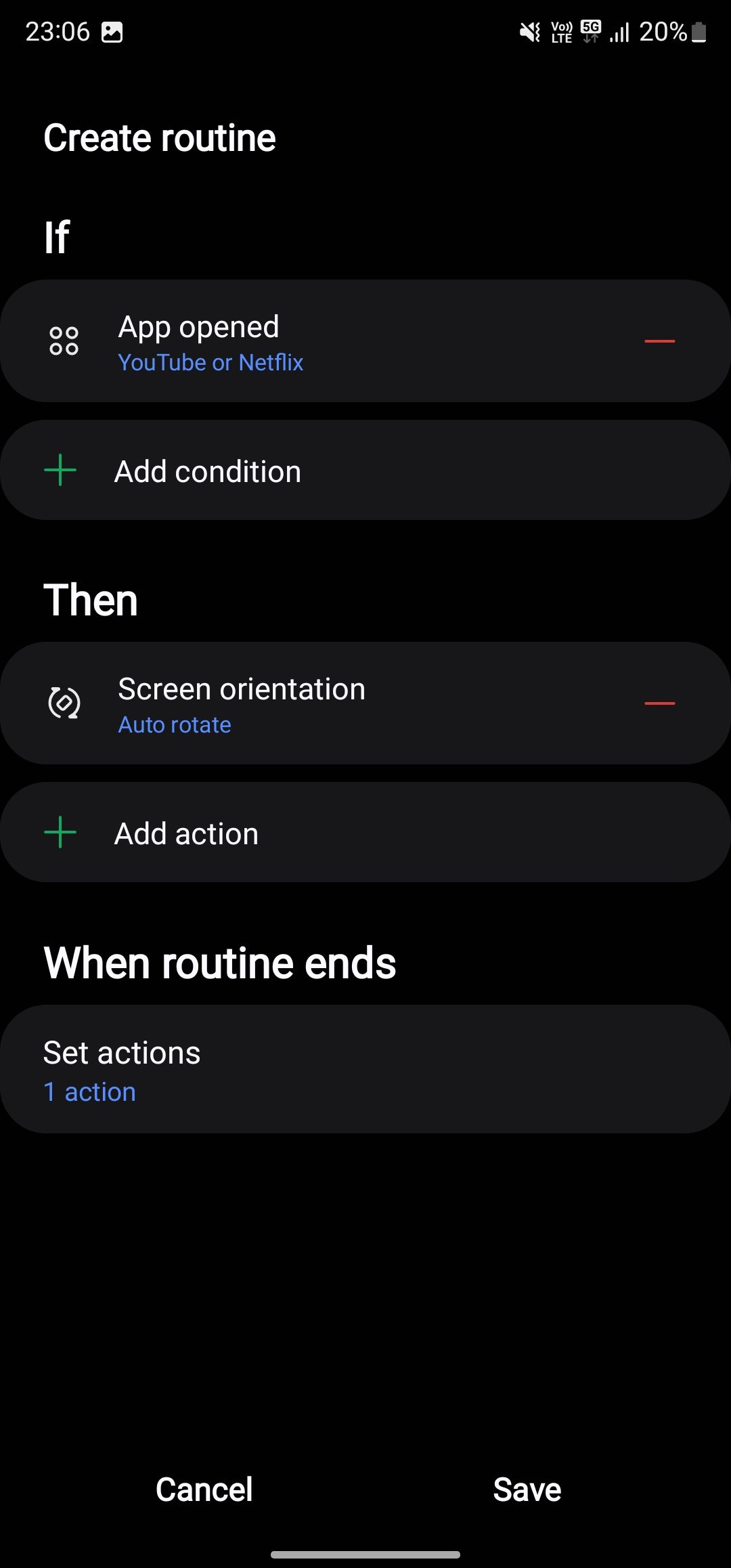 Save option on the Create routine screen.