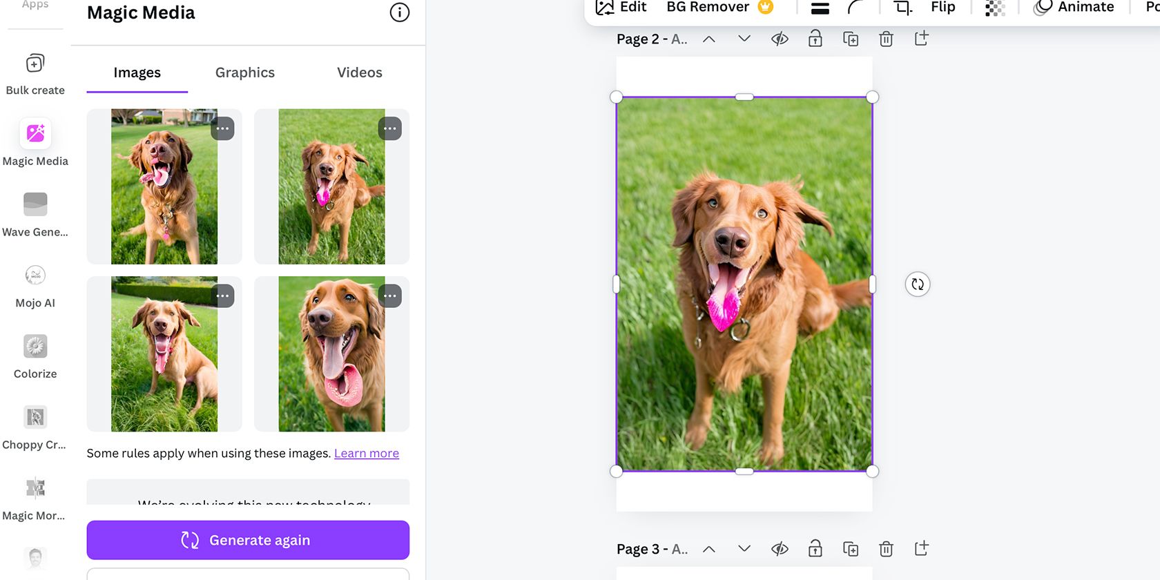 Canva AI dog images