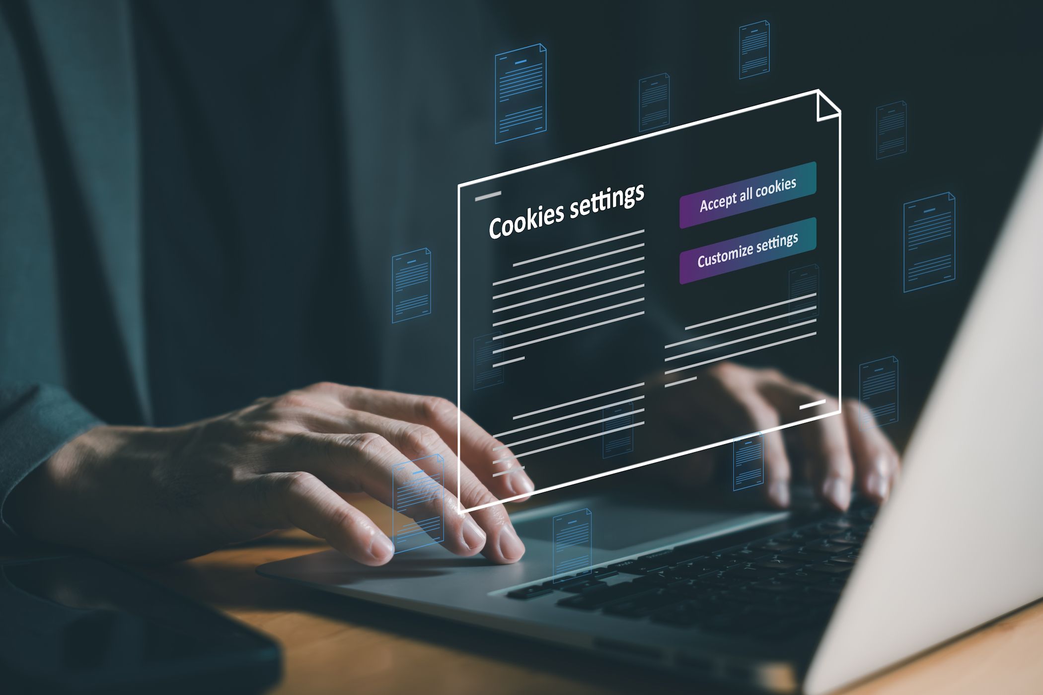 cookies setting browser window mockup with laptop