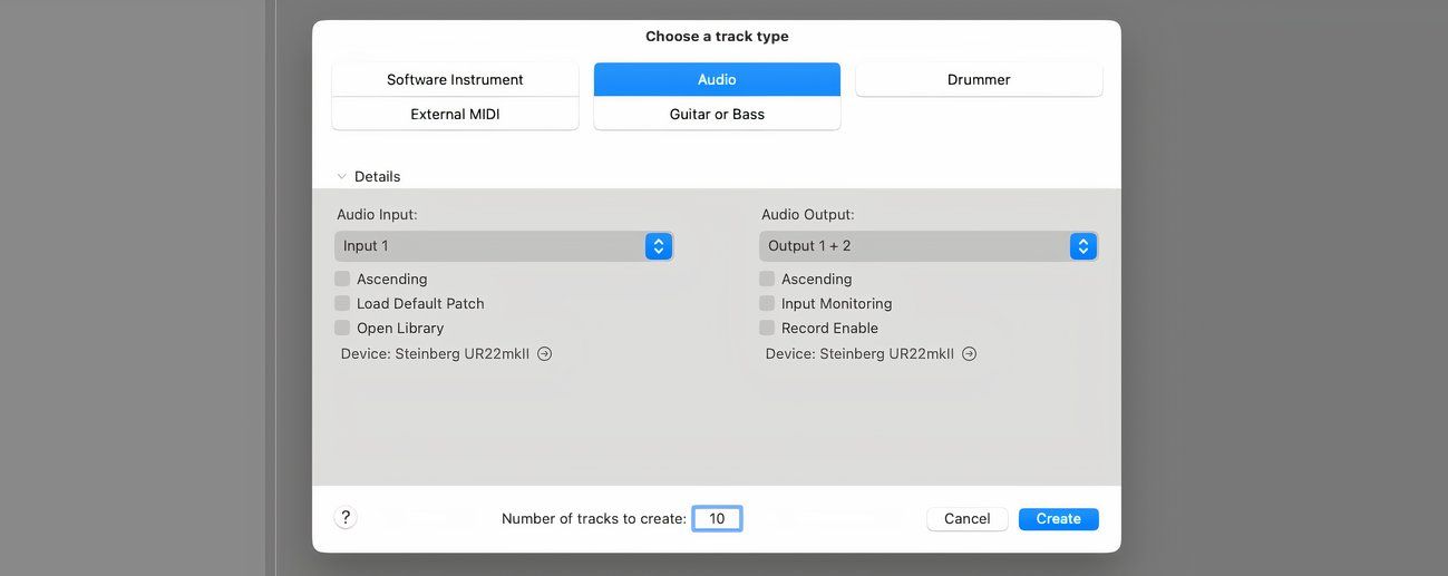 Creating a project in Logic Pro 11.