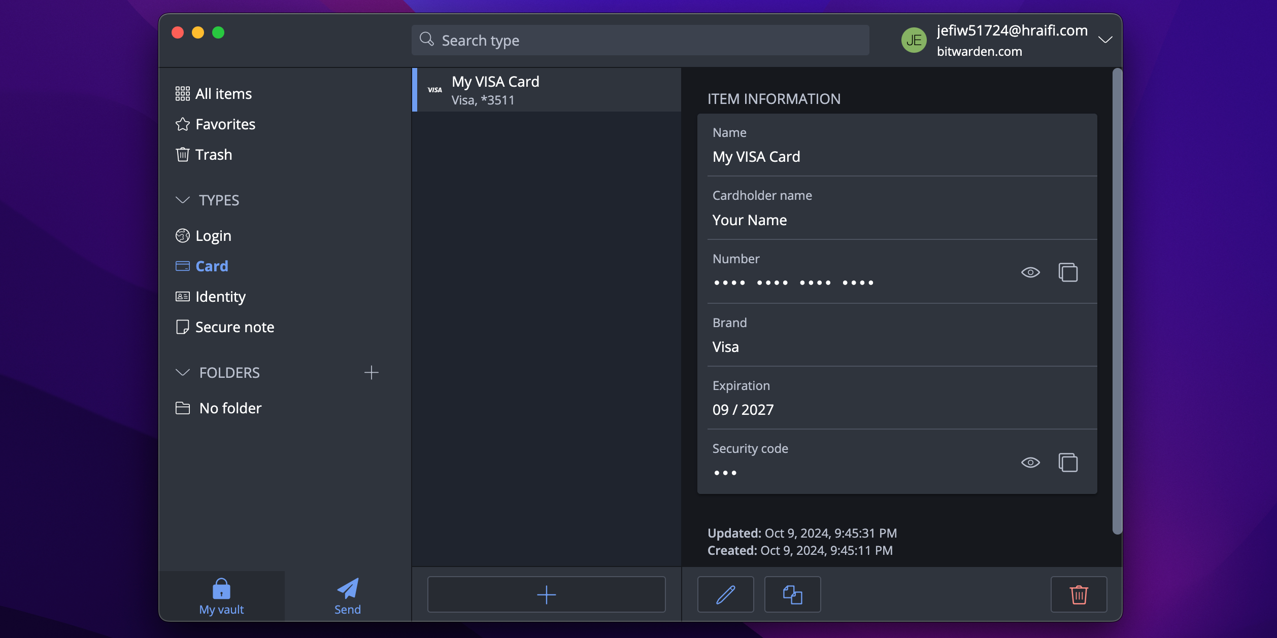 Credit card details stored in a password manager-1