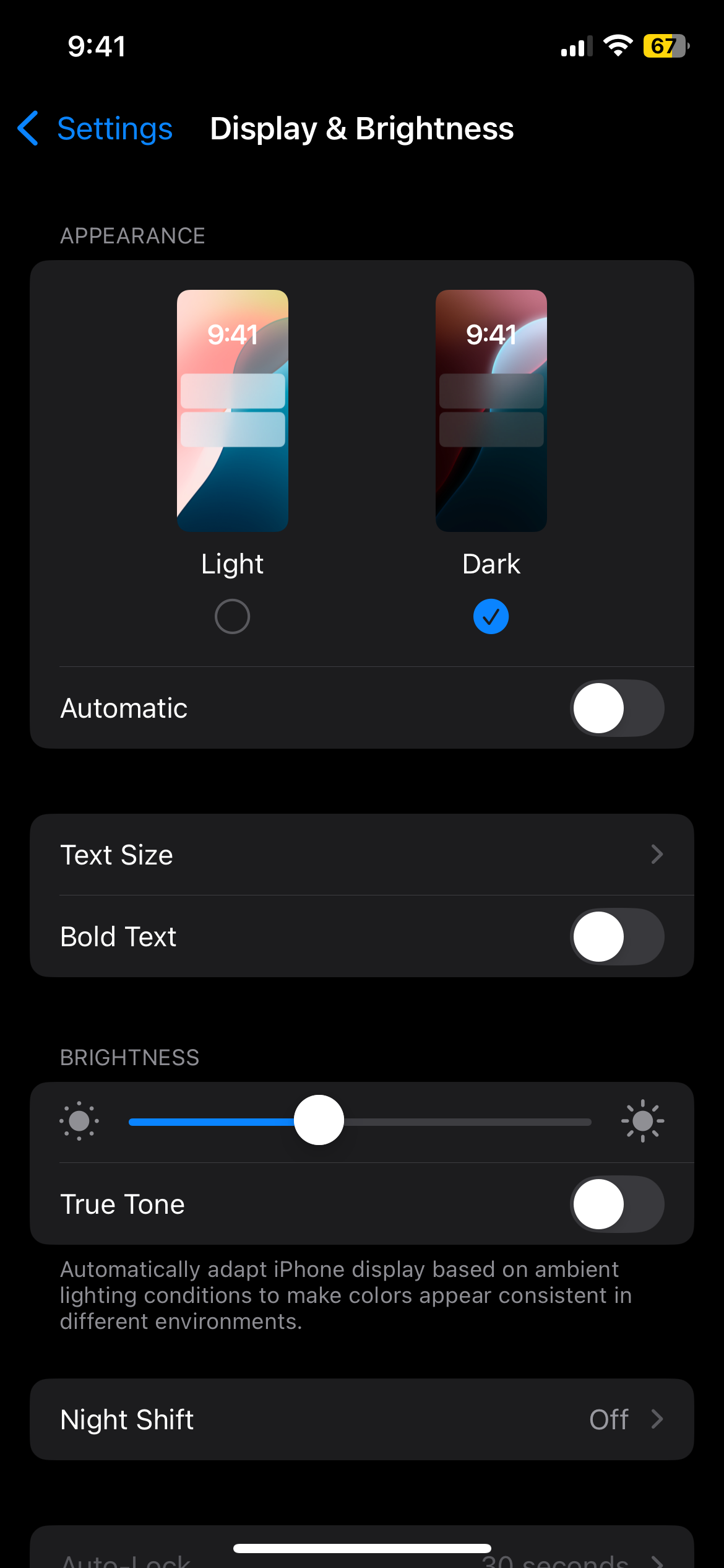 Display and Brightness Settings on iPhone