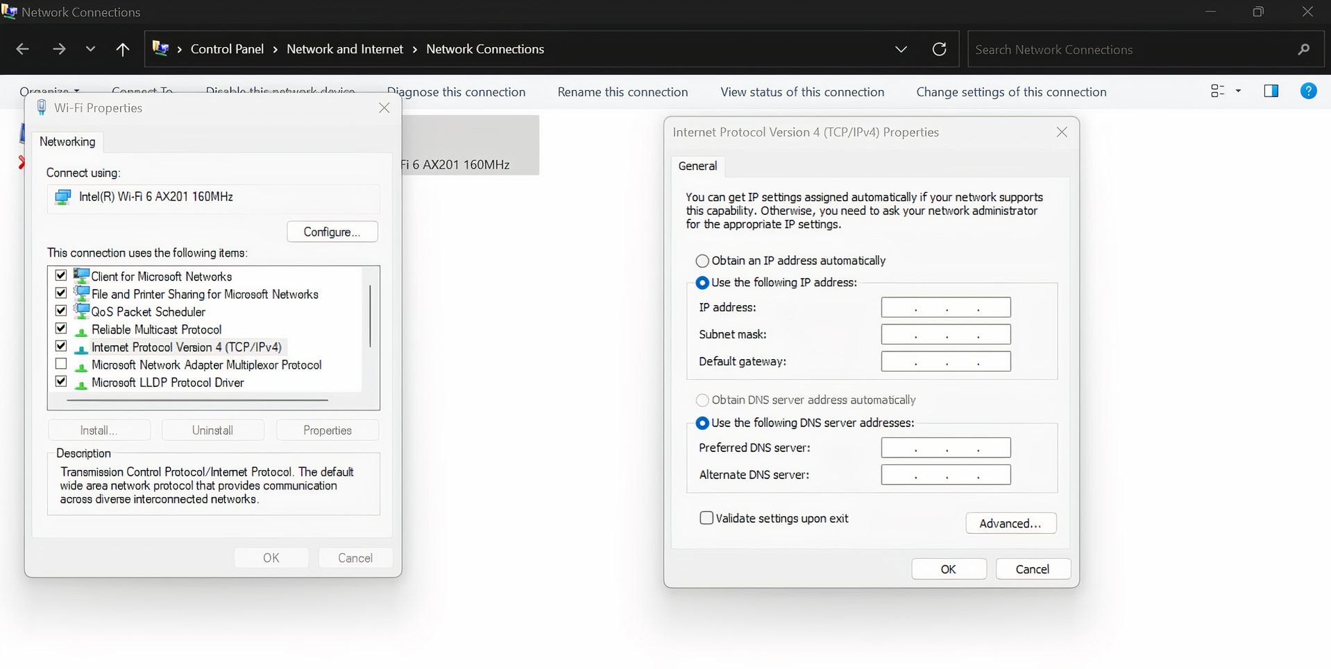 dns settings screenshot