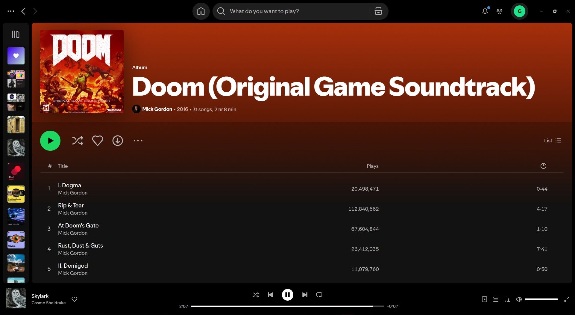 موسیقی متن بازی اصلی doom در Spotify