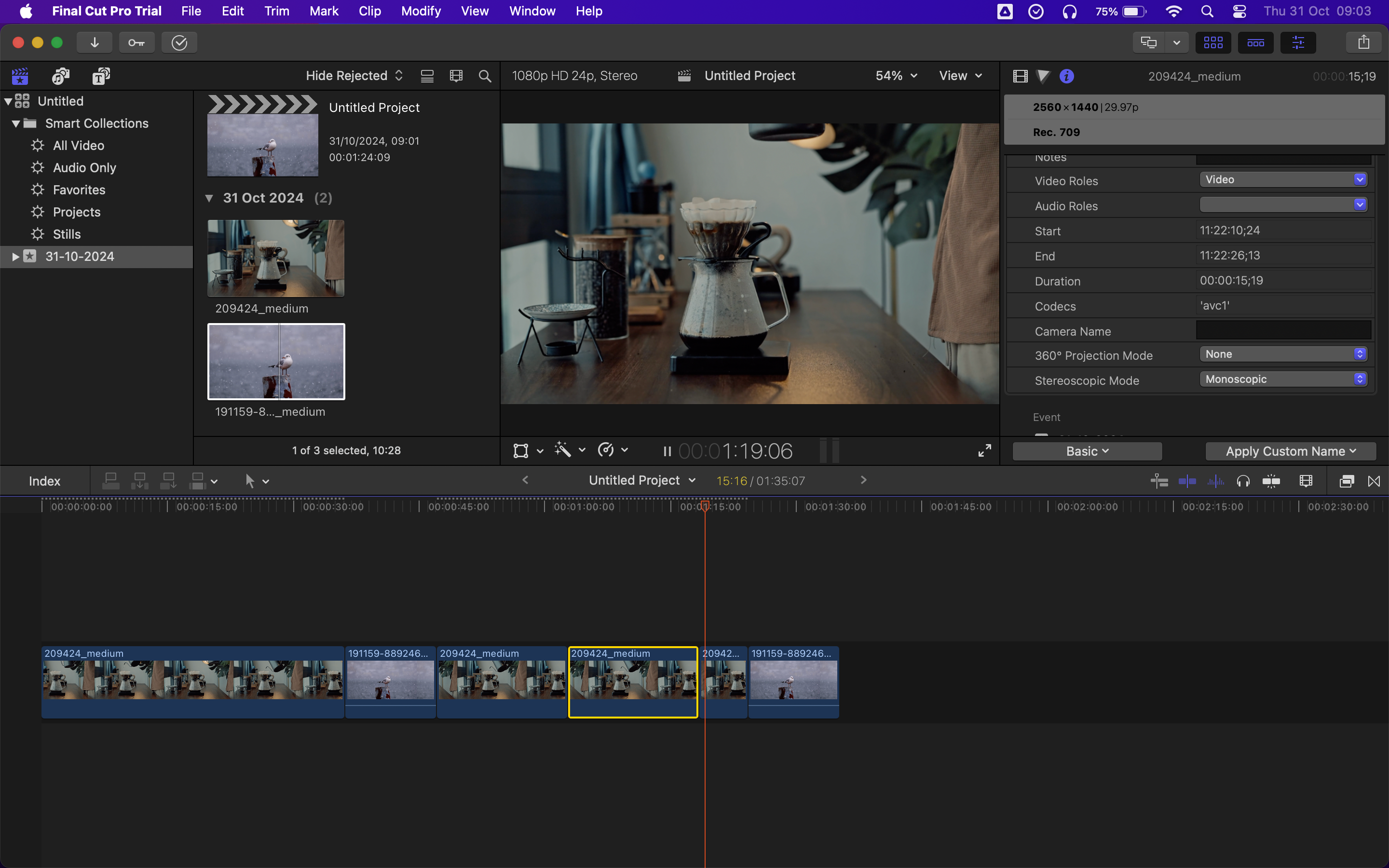 Editing a video using Final Cut Pro on Mac