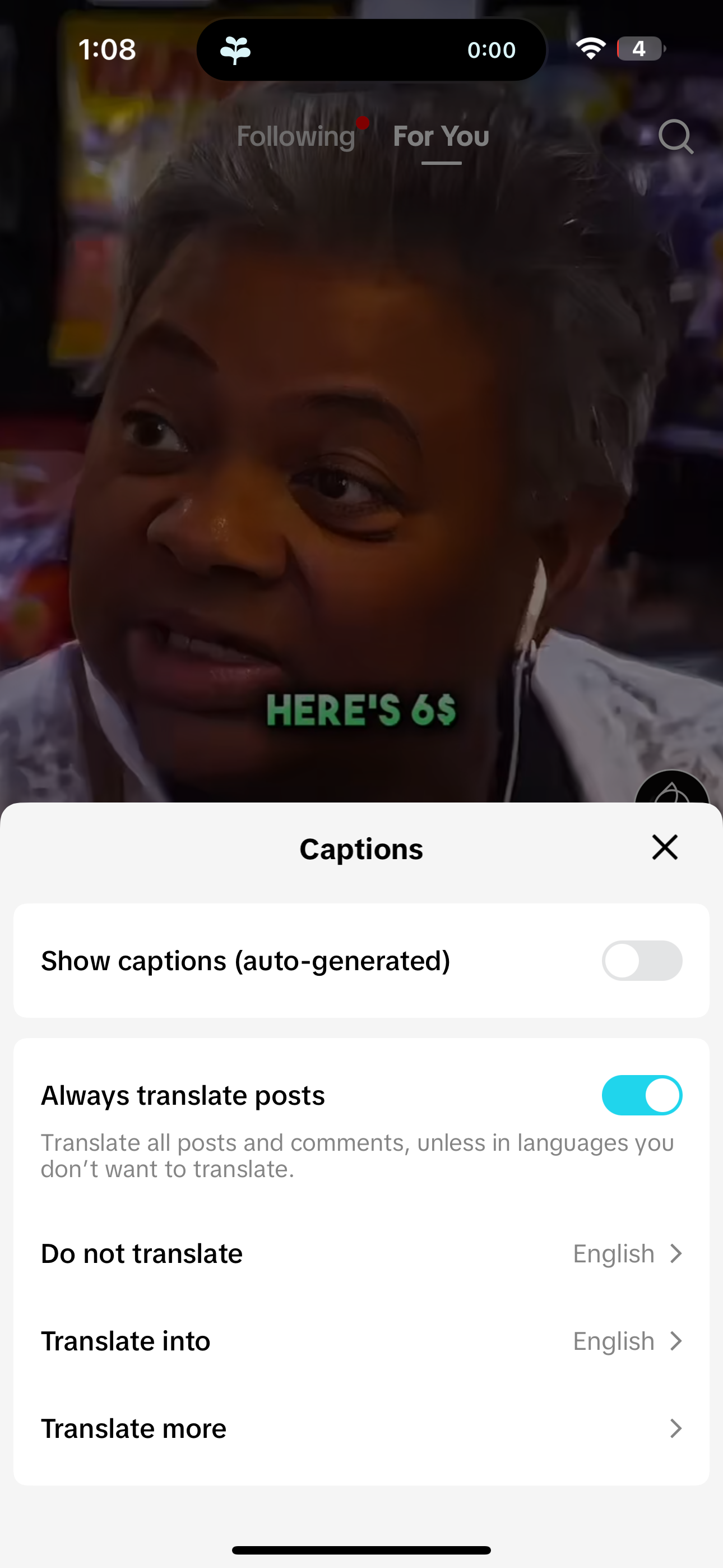 Enabling auto generated captions in TikTok