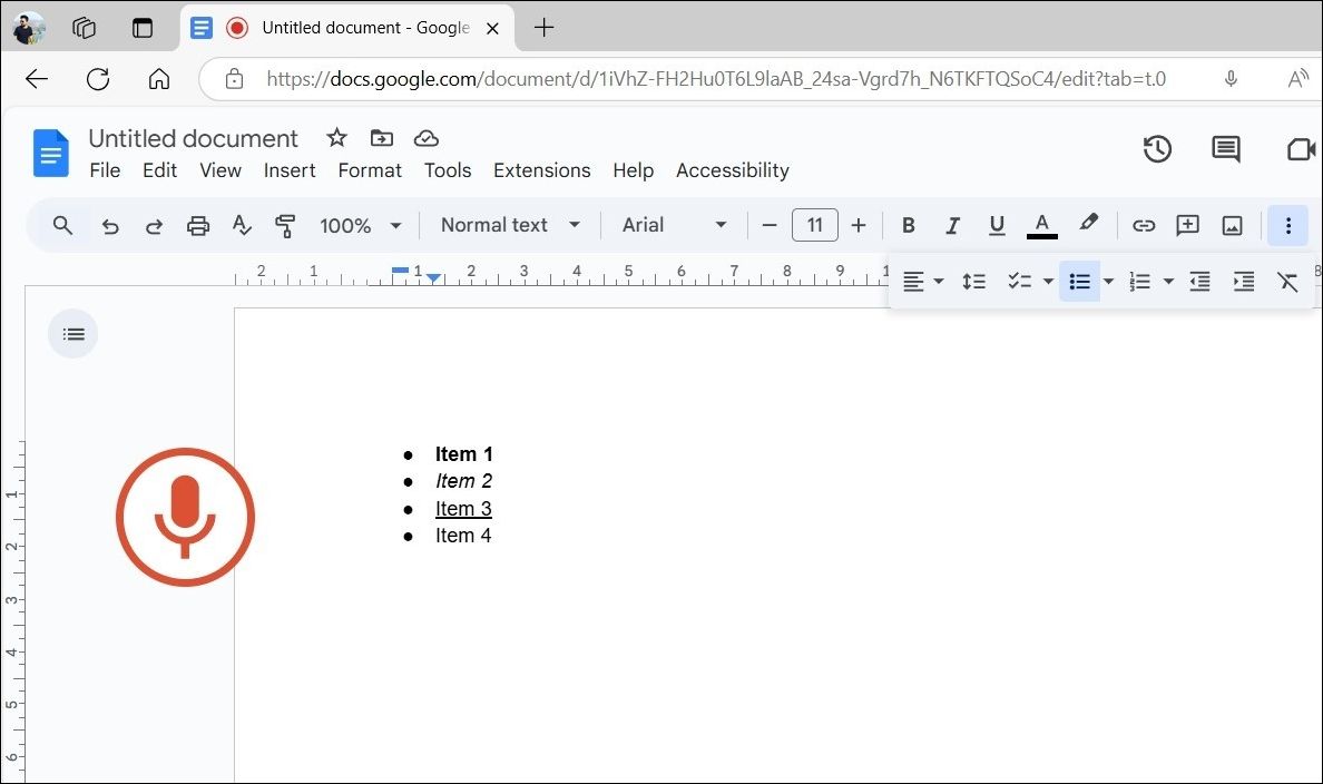 Formatting Text Using Voice on Google Docs