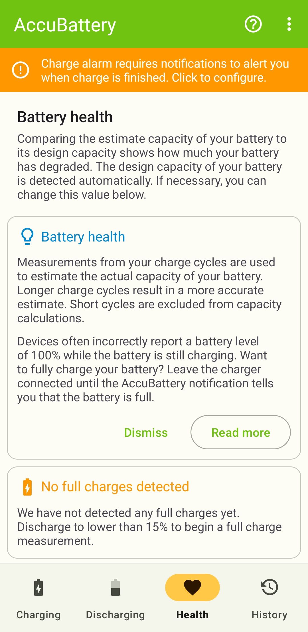 تب Health در اپلیکیشن AccuBattery