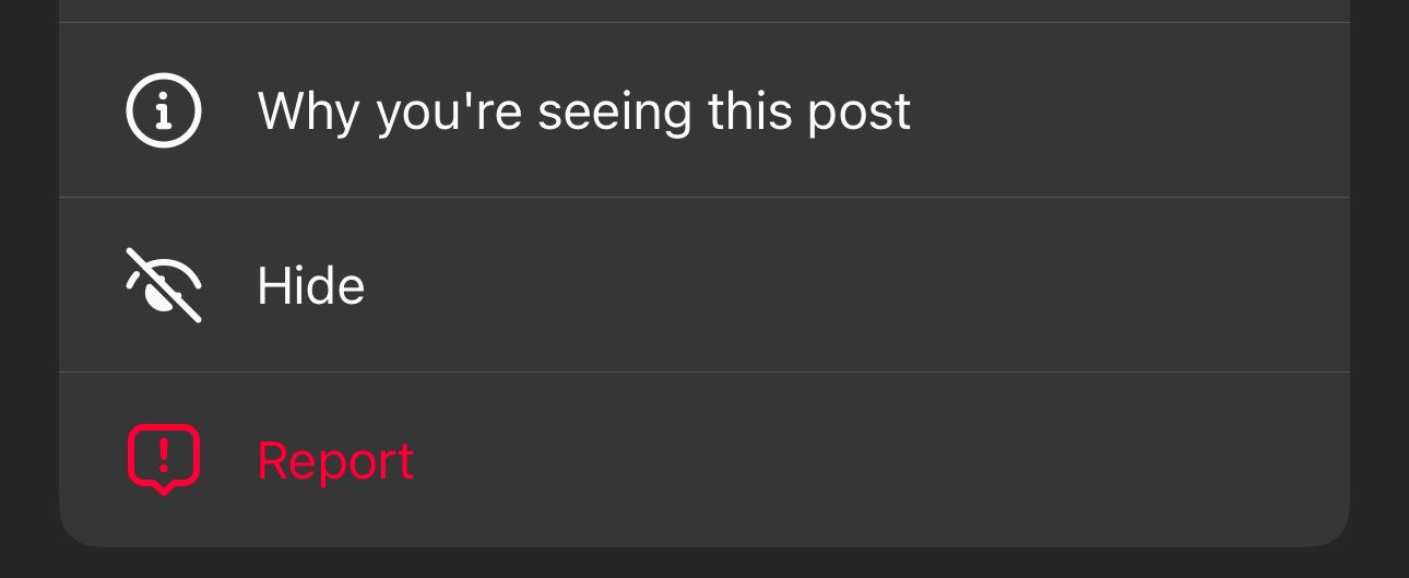 Hiding a post on Instagram