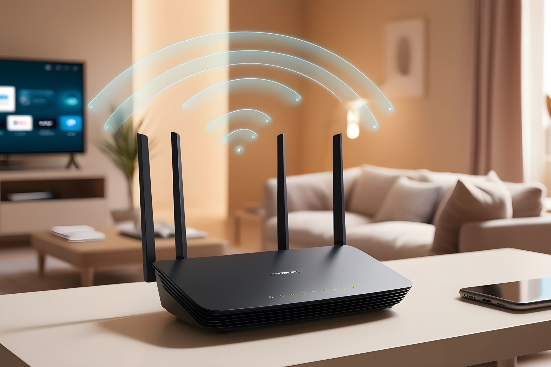 image of tri-band router in home