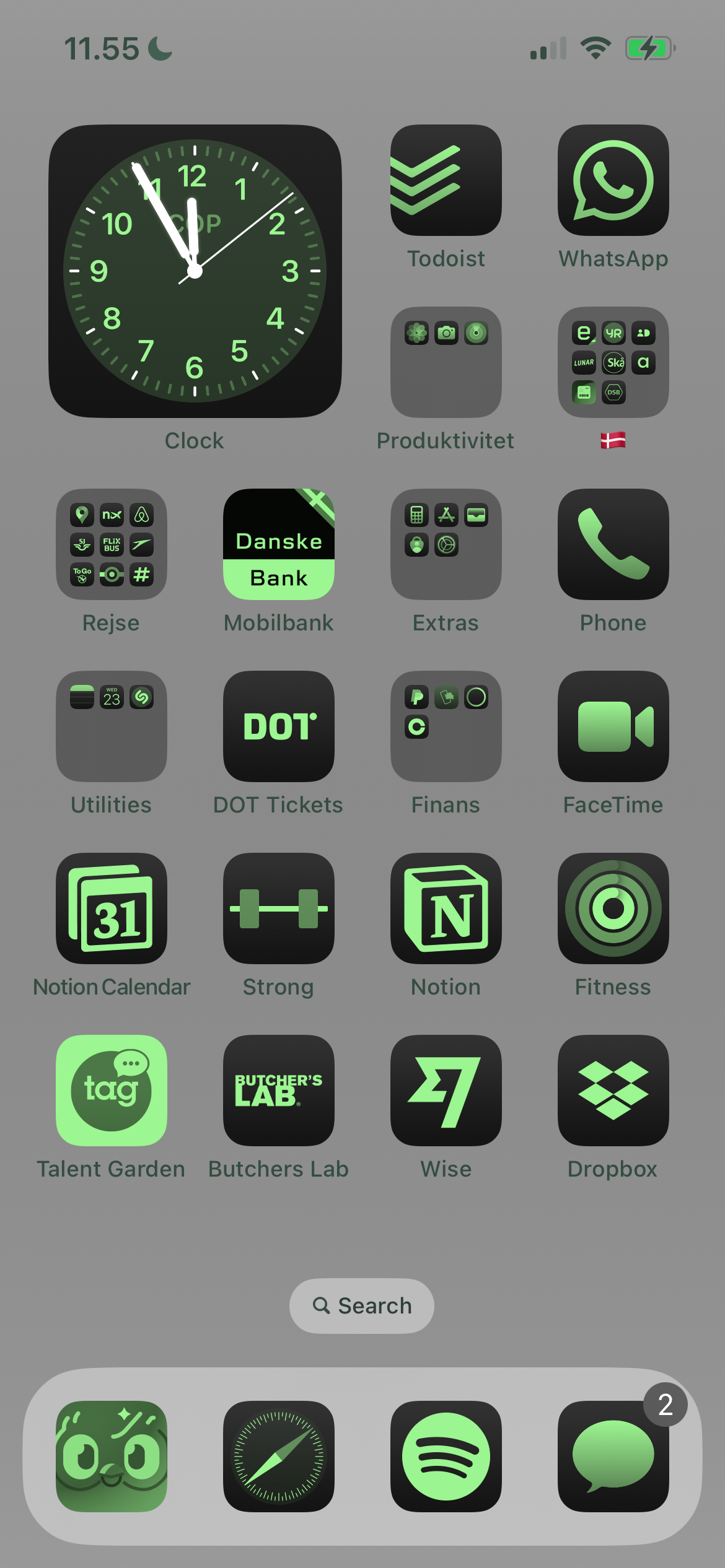 An iPhone Home Screen With a Neon/Futuristic Tone