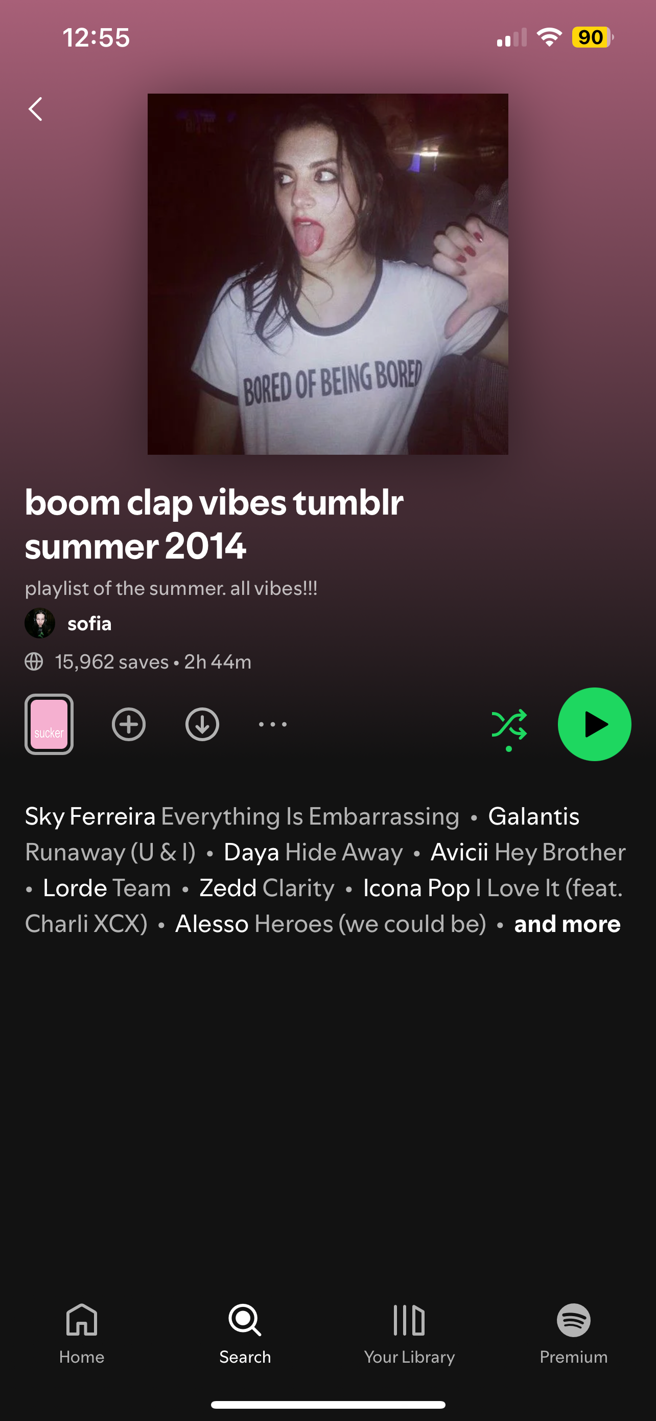 Spotify boom clap vibes tumblr تابستان 2014 پلیالیست با حضور Zedd و Avicii