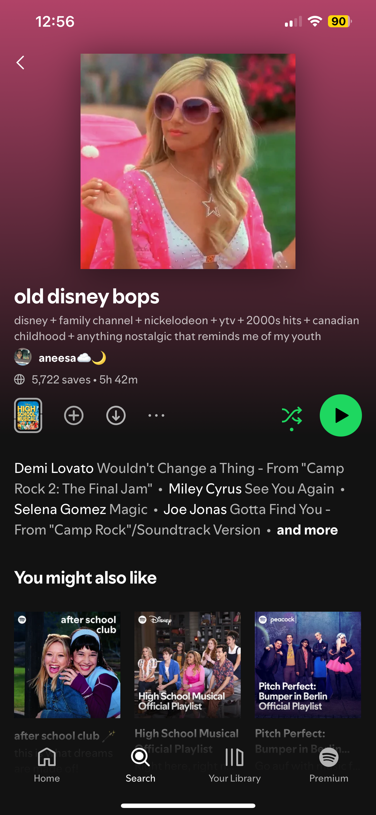 لیست پخش Spotify به نام قدیمی دیزنی با تصویری از Sharpay Evans از High School Musical