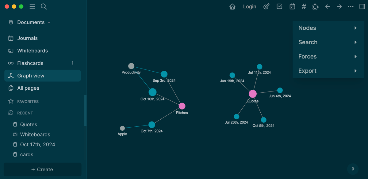 The Graph view in Logseq