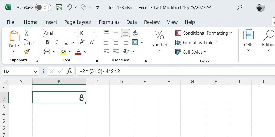 Math Formula in Excel