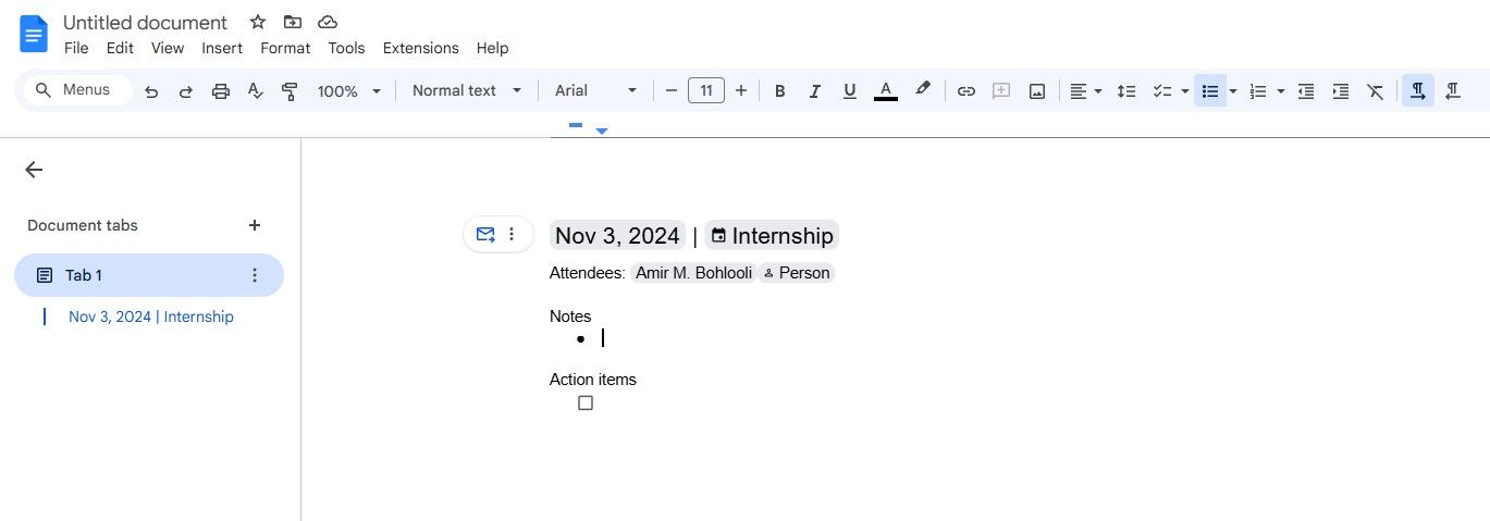 یادداشت‌های جلسات در Google Docs با Smart Chips-1