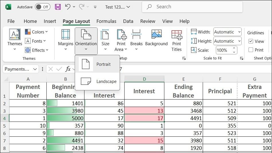 Microsoft Excel Page Orientation Options