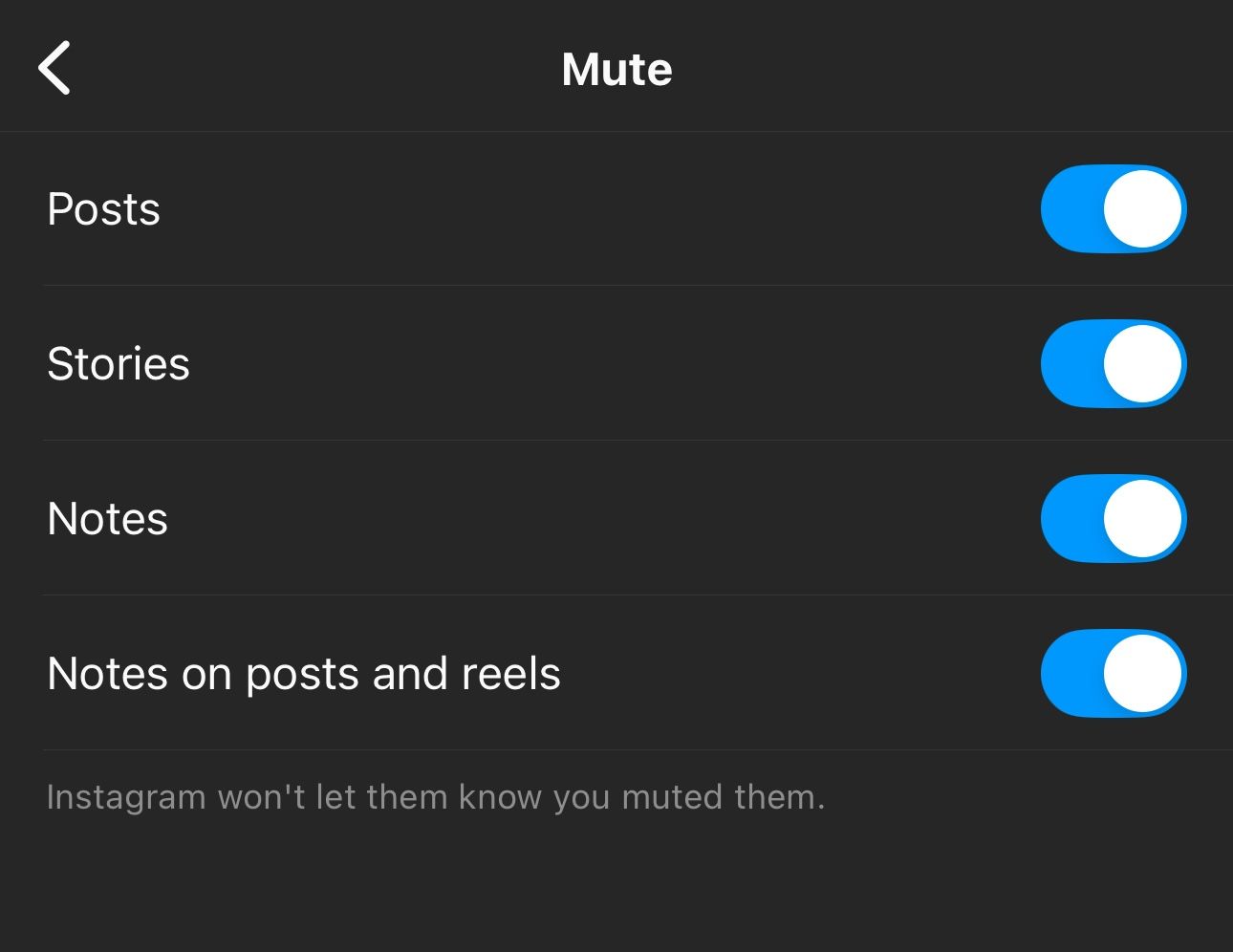 muting an accounts posts, stories, notes, notes on posts and reels on Instagram