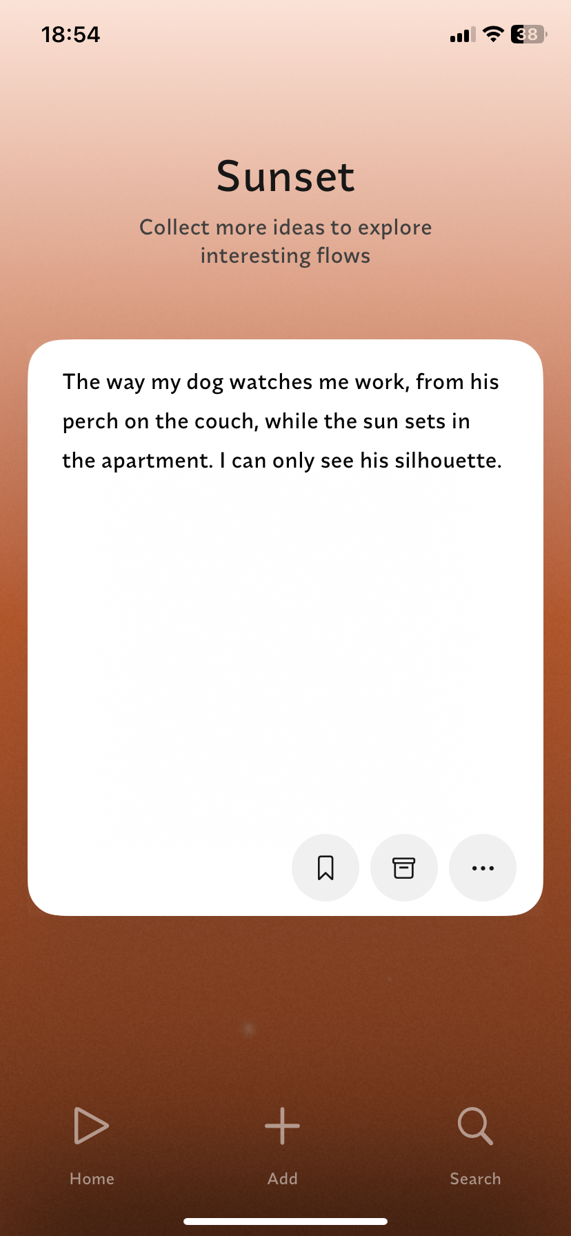 A new idea open on the Napkin app, in which the writer journals about her dog