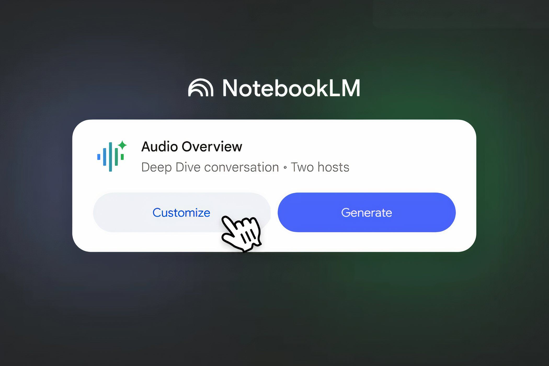 A promotional shot for NotebookLM's Audio Overviews