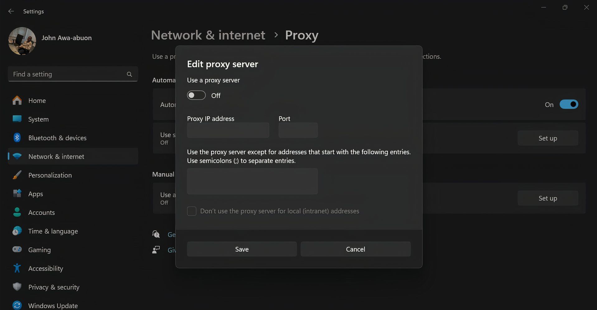 pc proxy settings