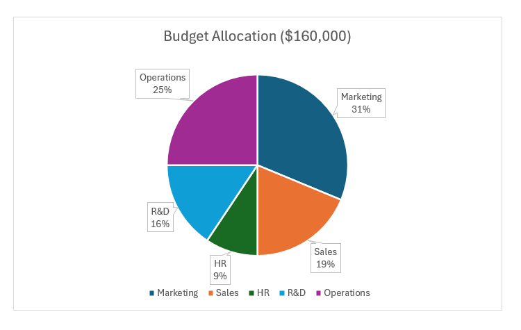 A pie chart showing budget allocation.