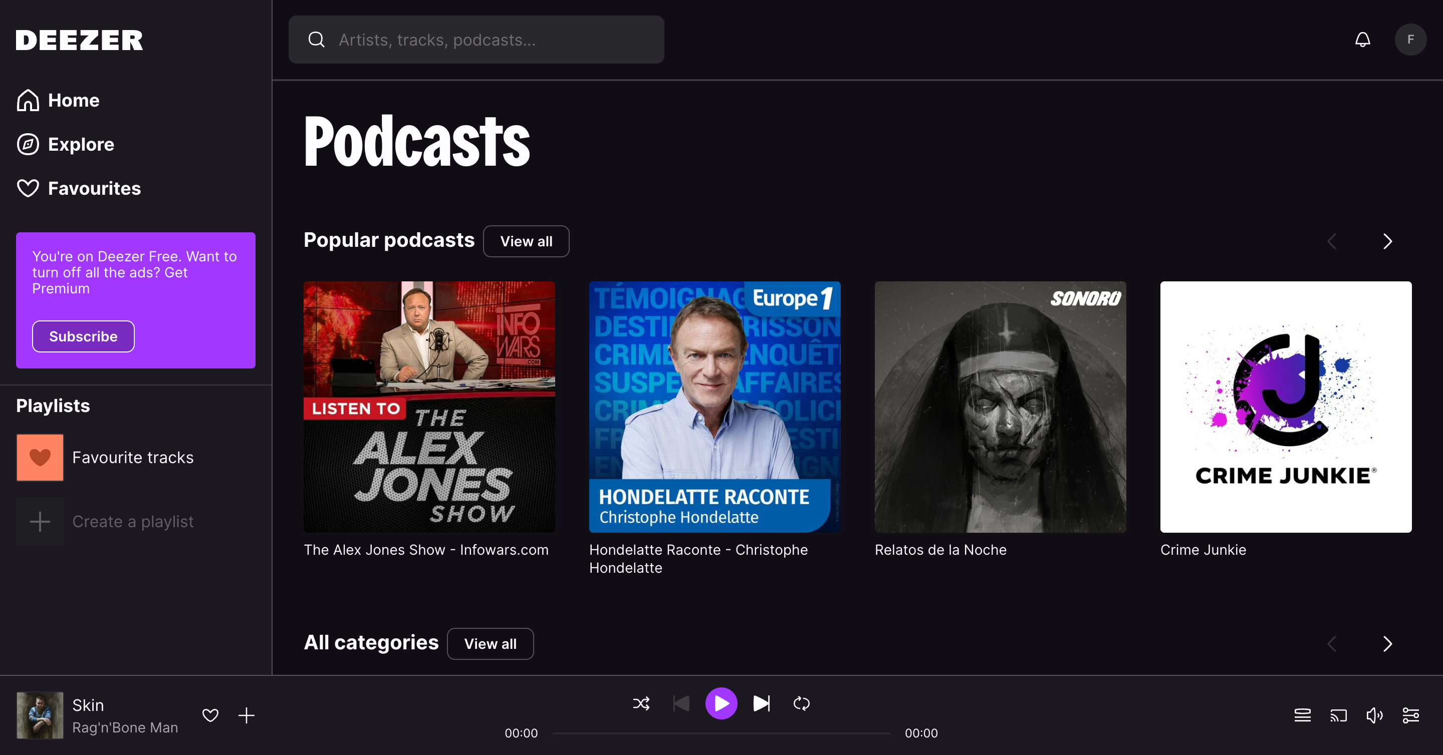 Podcasts on Deezer music streaming service