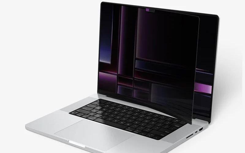 Privacy screen protector on a MacBook Pro