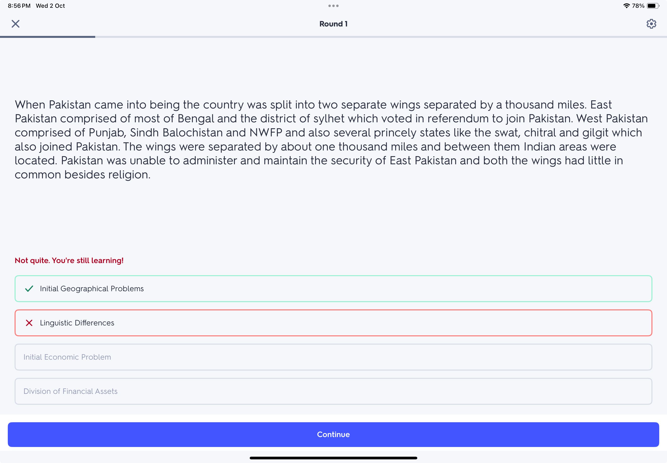 Quizlet's Learn mode