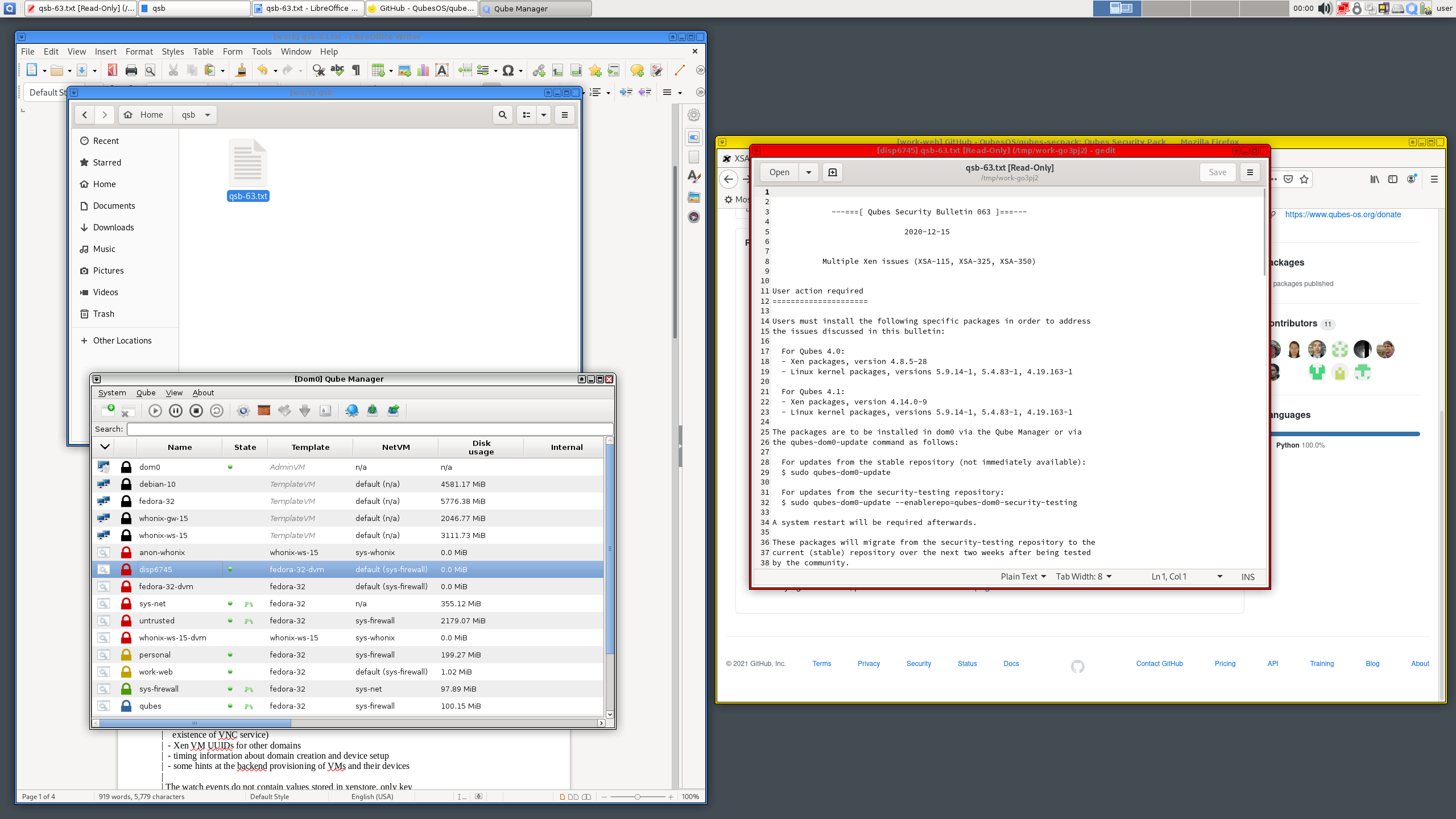 Qubes isolating apps and services