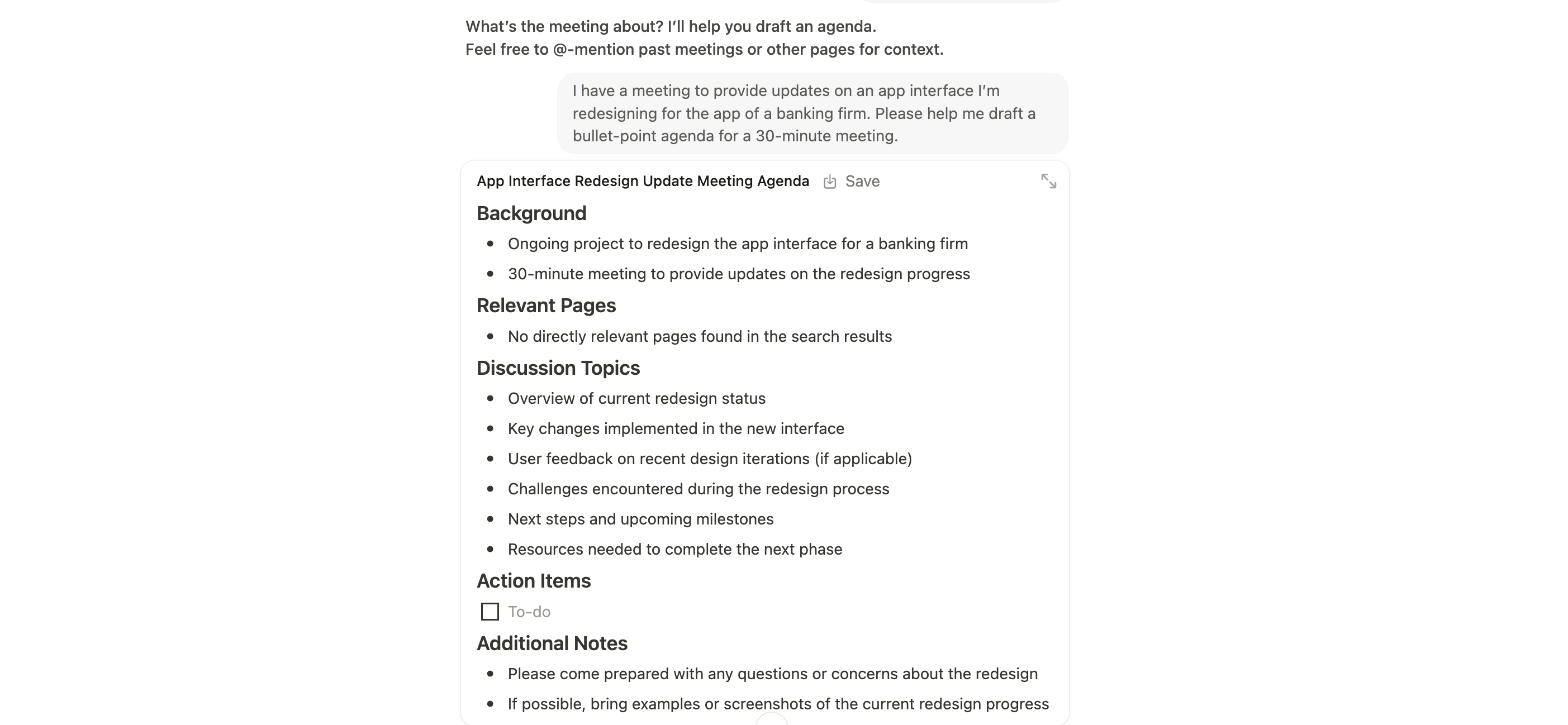 Meeting Agenda in the Notion App