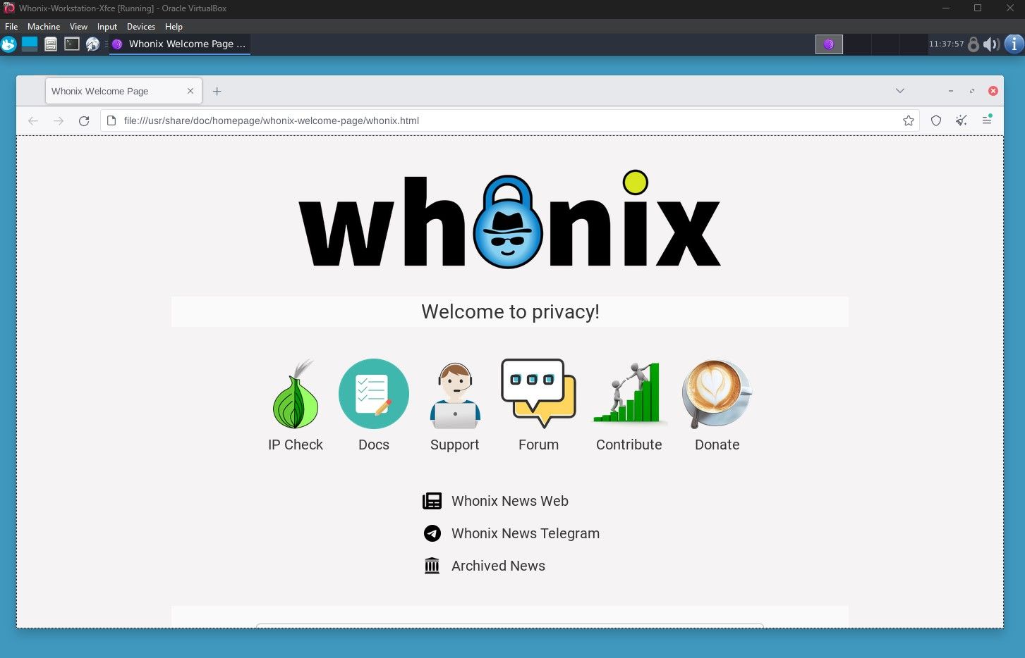 Whonix default web browser