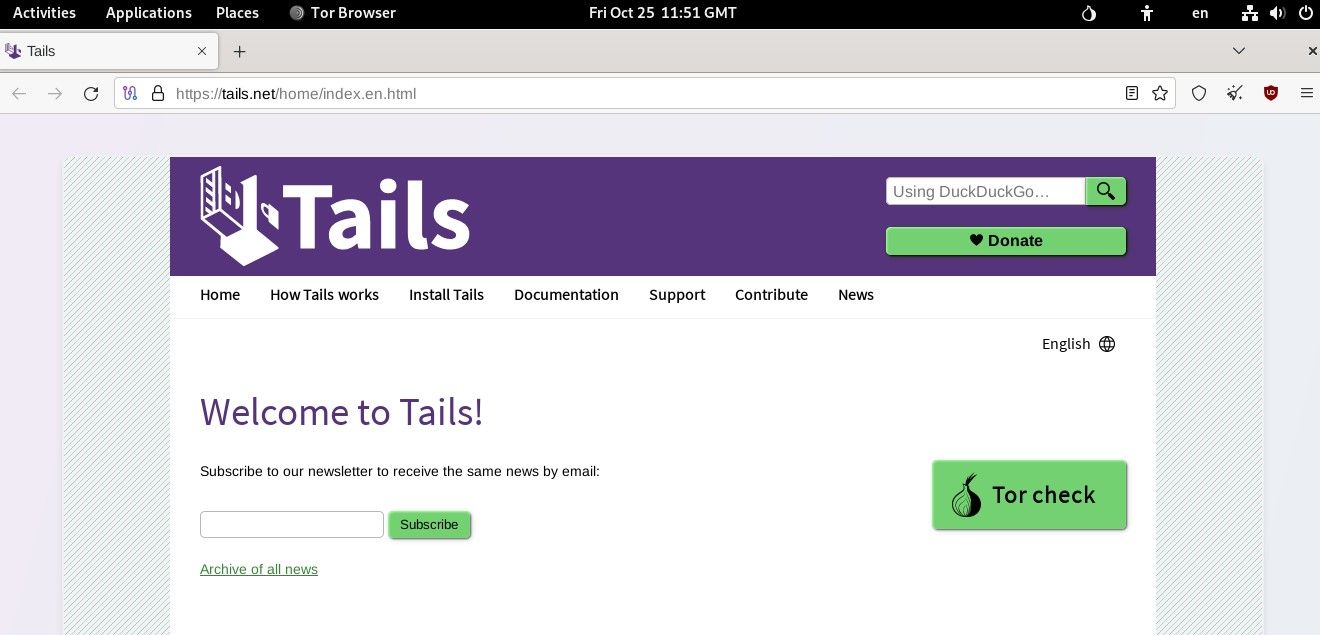 Default Tails browser